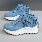 women sneakers in blue denim with stylish zipper detail for casual wear
