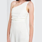 Emory Park Women's One-Shoulder Summer Jumpsuit for Women with Ruched Detailing in Cream Color