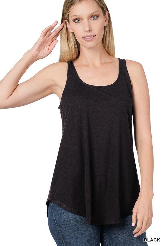 Black ZENANA tank top for women, perfect as a summer vacation top for women