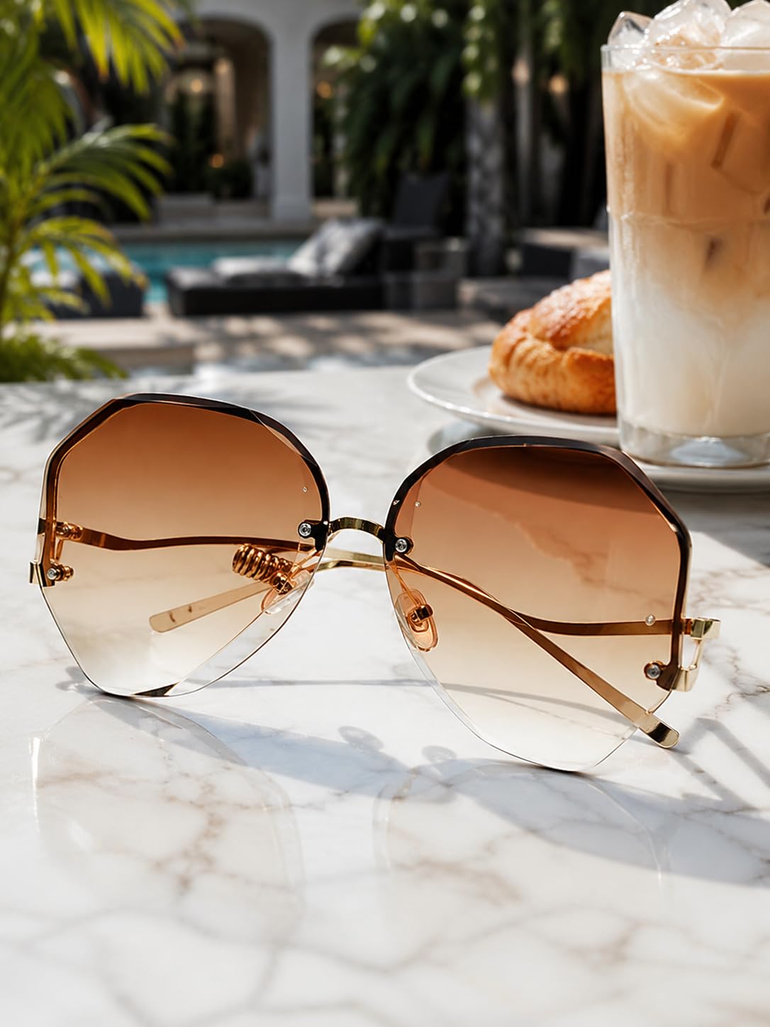 women sunglasses, oversized brown gradient lens, stylish summer accessory