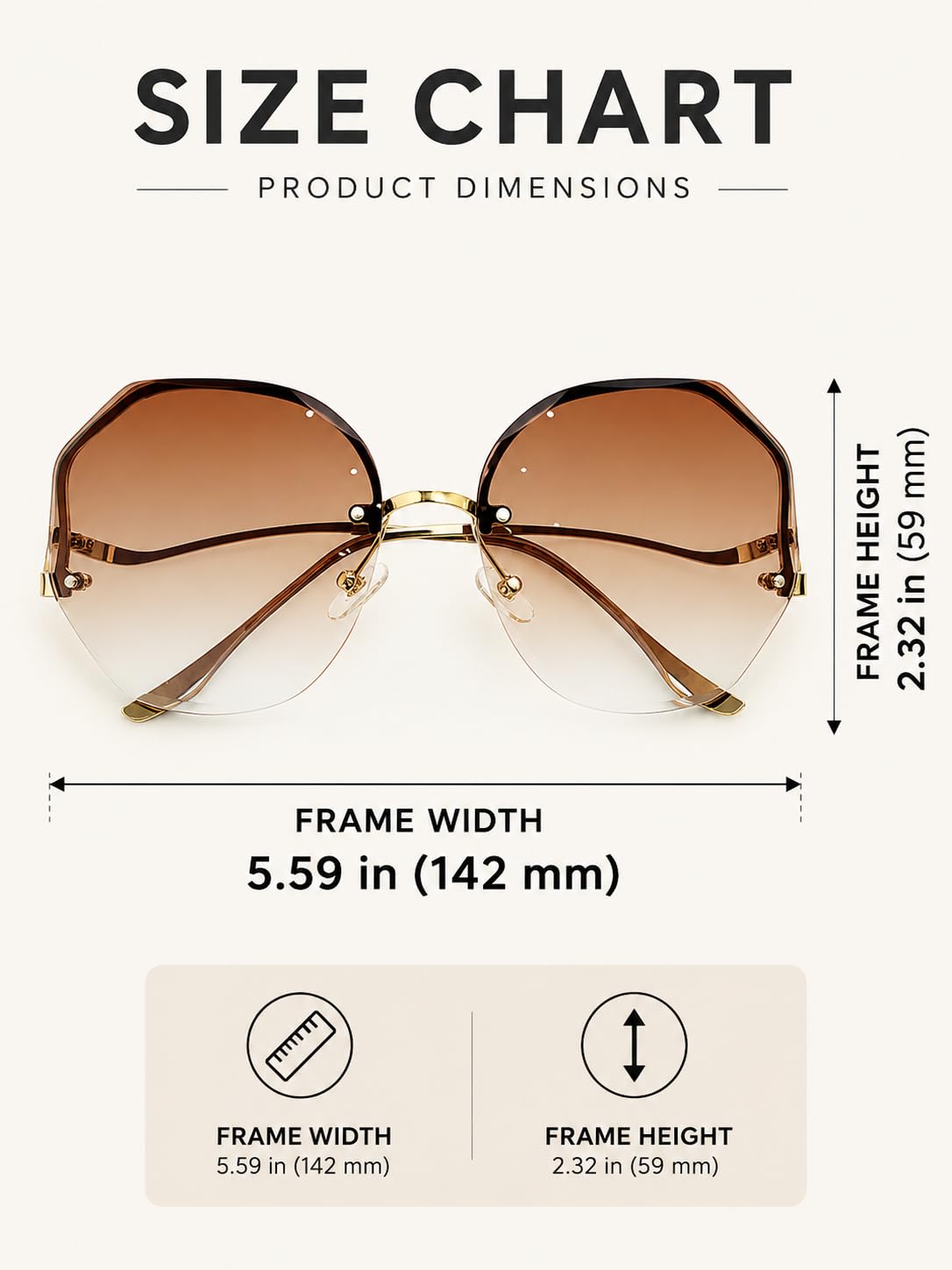 Women's oversized brown sunglasses, stylish for sunny days