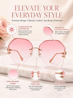 women sunglasses with pink gradient lenses and rose gold metal frame