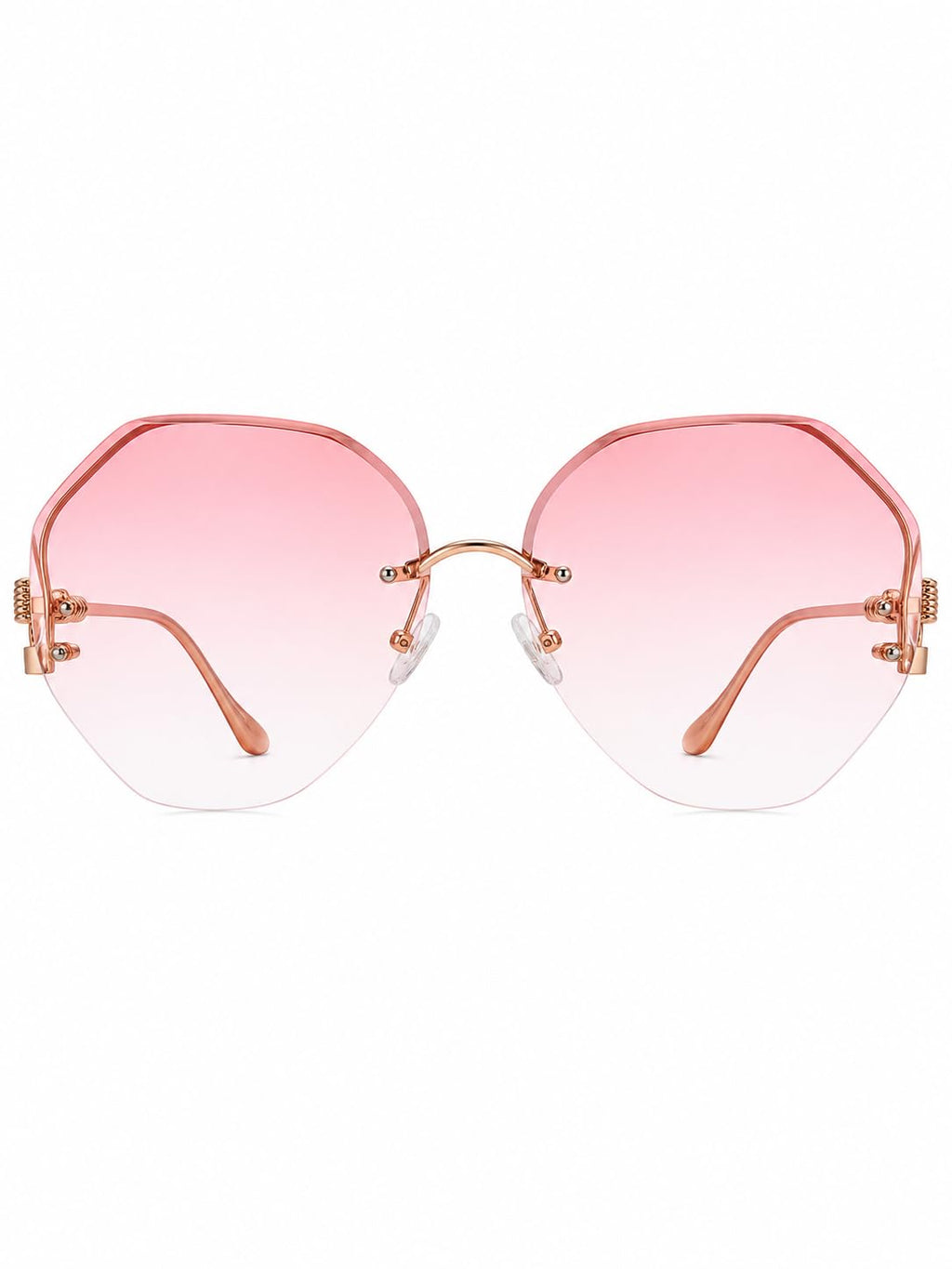 women sunglasses in pink gradient with unique octagonal frame