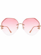women sunglasses in pink gradient with unique octagonal frame