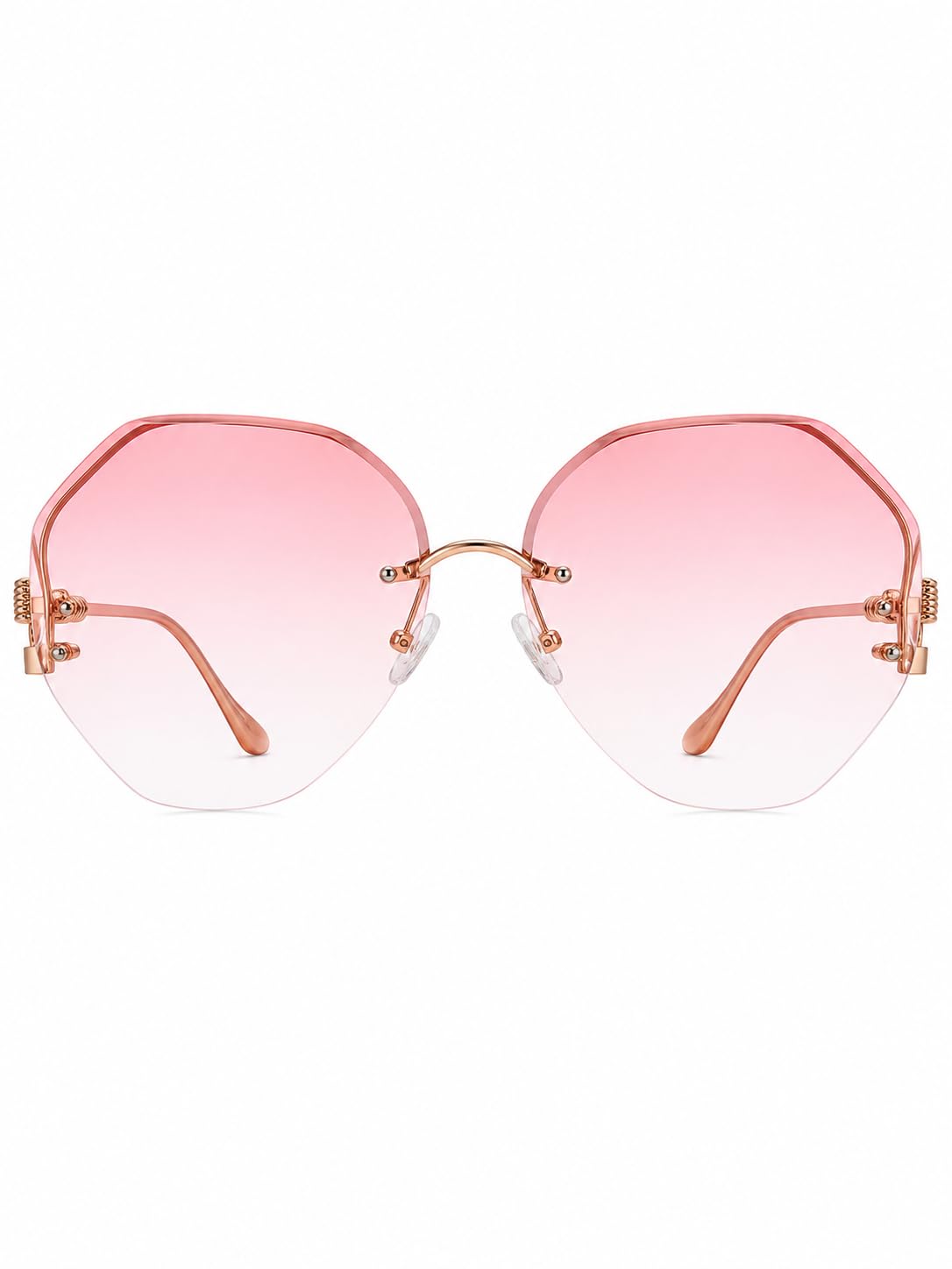 women sunglasses in pink gradient with unique octagonal frame