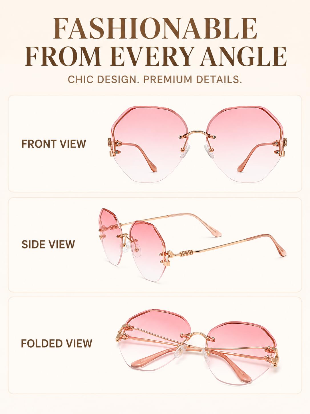 Women's pink gradient sunglasses, chic design for stylish outings