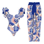 Women swimwear bathing suits, floral print one-piece and matching pants