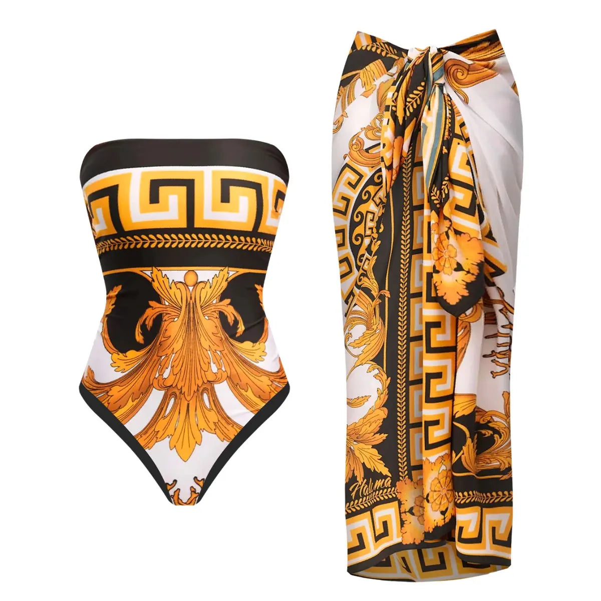 Women swimwear bathing suits, floral patterned bikini and matching cover-up