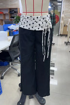 Women trousers wide leg in black with polka dot waistband for stylish comfort