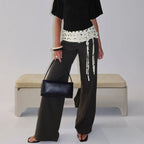 Women trousers wide leg in dark olive, perfect for stylish summer outings