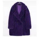 Purple plush warm winter coat for women with a double-breasted design by VacationGrabs