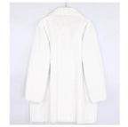 Cozy white women's coat, perfect for winter, featuring soft fabric as a warm winter coat for women