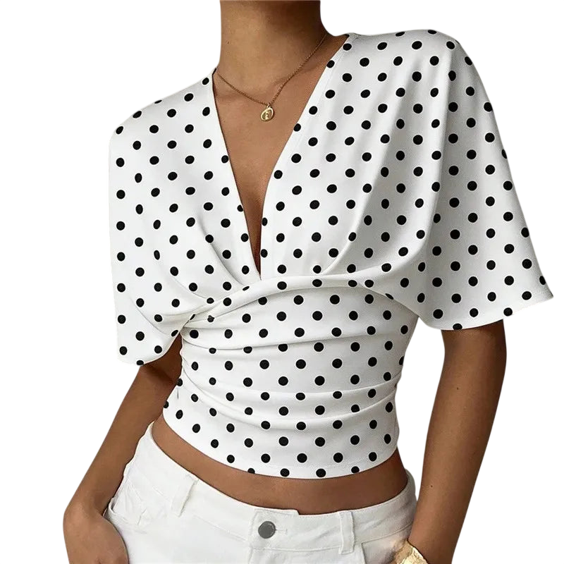 Women's Polka Dot Crop Top for Vacation Style