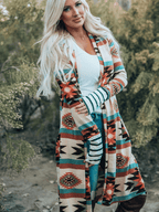Womens Aztec Cardigan Sweater featuring vibrant patterns, perfect for stylish layering