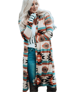 Womens Aztec Cardigan Sweater with vibrant patterns and stylish long sleeves for a trendy look