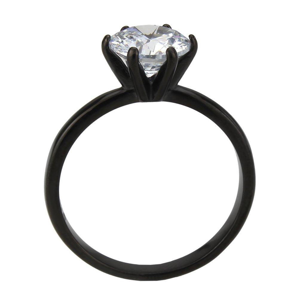 Women's Jewelry - Rings Womens Black Stainless Steel Ring with AAA Grade CZ in Clear