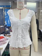 women's white button-up blouse, cotton, stylish for casual outings