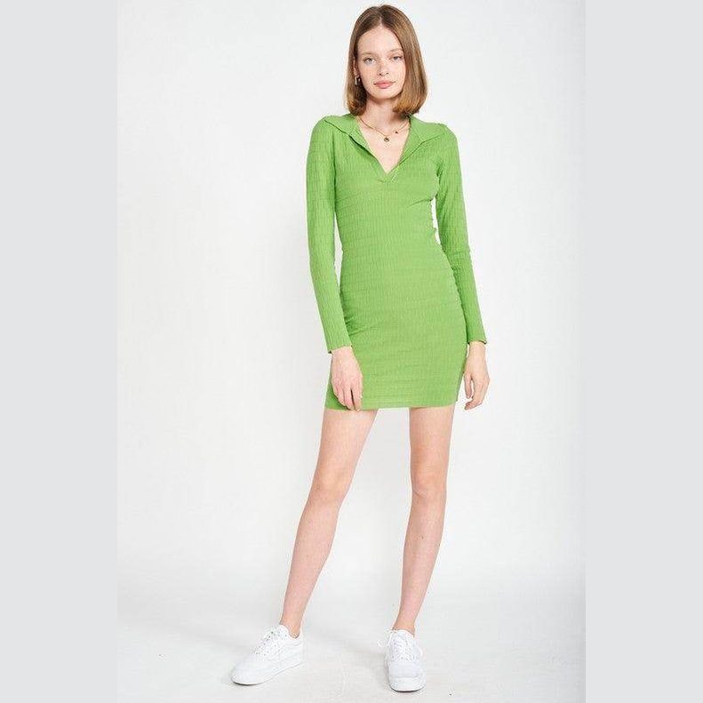 Womens Bodycon Collared Mini Dress - VacationGrabs
