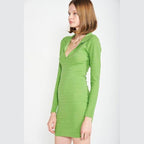 Womens Bodycon Collared Mini Dress - VacationGrabs