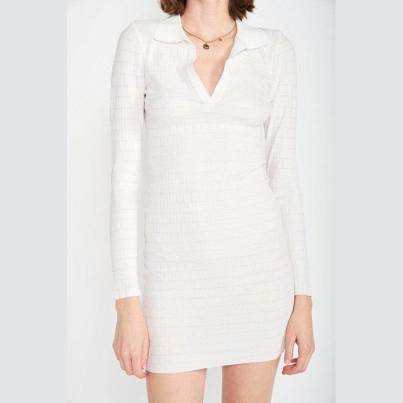 Womens Bodycon Collared Mini Dress - VacationGrabs