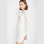 Womens Bodycon Collared Mini Dress - VacationGrabs