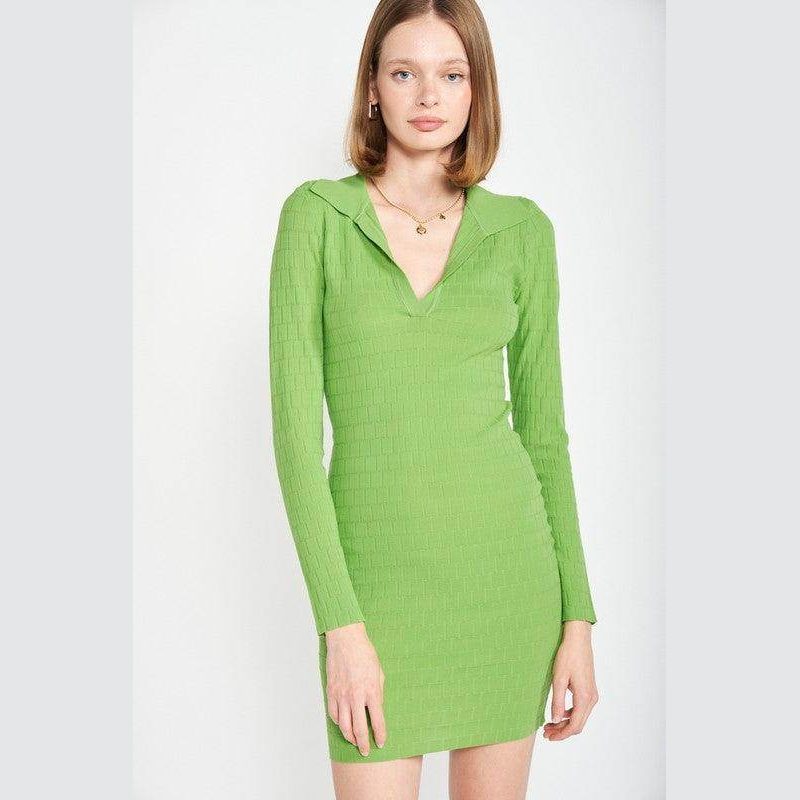 Womens Bodycon Collared Mini Dress - VacationGrabs