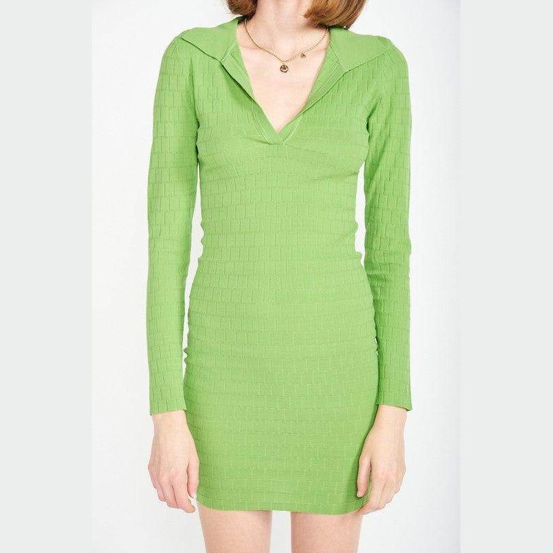 Womens Bodycon Collared Mini Dress - VacationGrabs