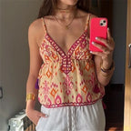 Women's boho top in cream with colorful embroidery, perfect for summer outings