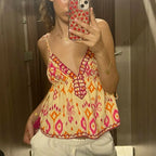 women's boho top in vibrant colors, lightweight for summer outings