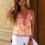 women's boho top in yellow, lightweight cotton, perfect for summer outings
