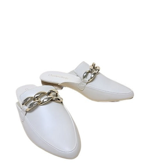 Women's Shoes - Flats Womens Bone Pu Leather Shoes