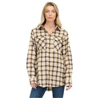 Womens Boyfriend Long Sleeve Flannel Shirt - VacationGrabs