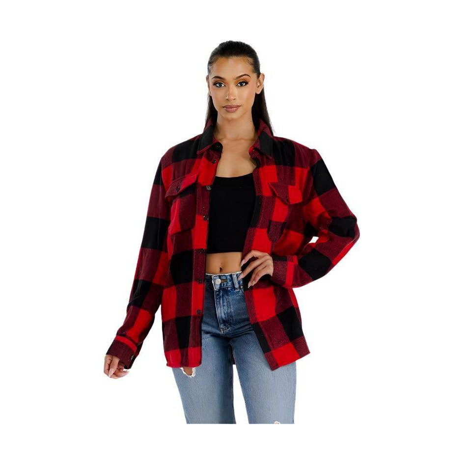 Womens Boyfriend Oversized Soft Flannel Shacket - VacationGrabs