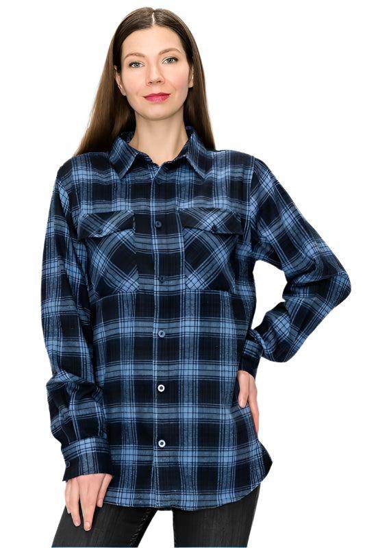 Womens Boyfriend Plaid Flannel Shirts - VacationGrabs