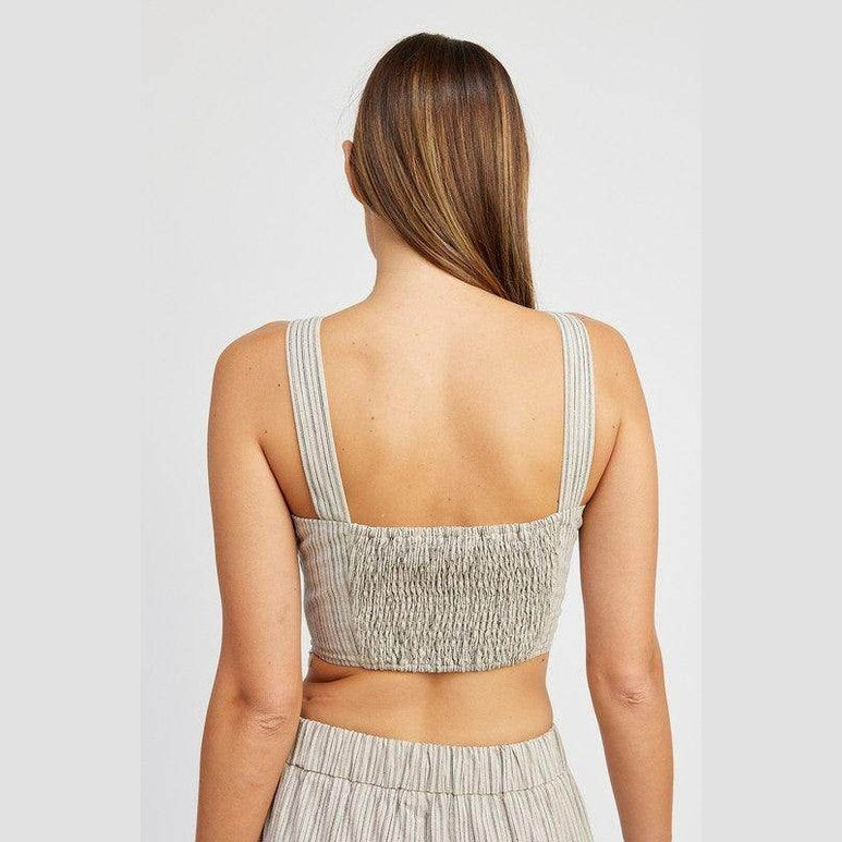 Womens Button Down Pinstripe Vest Top - VacationGrabs