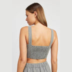 Womens Button Down Pinstripe Vest Top - VacationGrabs