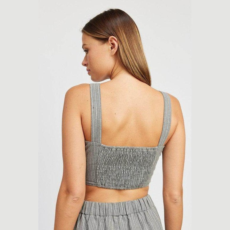 Womens Button Down Pinstripe Vest Top - VacationGrabs