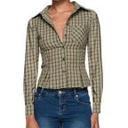 Women's button down shirt in plaid, perfect for casual outings