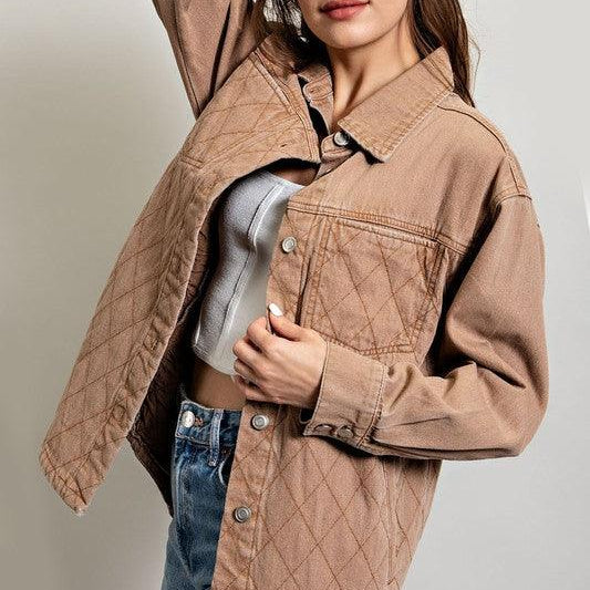 Women's Coats & Jackets Womens Camel Quilted Button Down Jacket