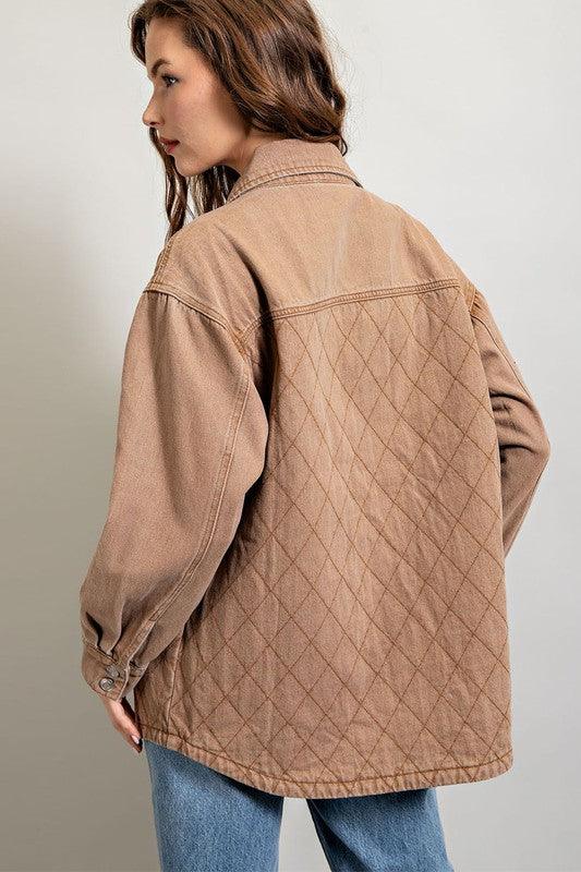 Women's Coats & Jackets Womens Camel Quilted Button Down Jacket