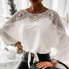 Women's Shirts Womens Casual Solid V Neck Lace Tops Loose Blouses