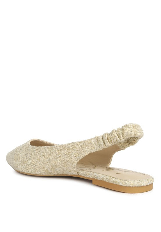 Rag Company beige womens casual travel footwear flat shoes with elastic back strap