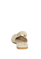 Rag Company womens casual travel footwear beige flat with ruched strap and cushioned insole