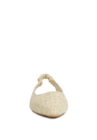 Rag Company beige flats designed as womens casual travel footwear with elastic slingback