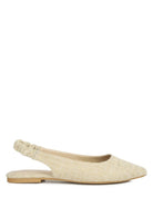 Rag Company beige womens casual travel footwear flats with slingback strap and textured fabric