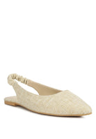Rag Company beige womens casual travel footwear flats with elastic slingback strap and pointed toe
