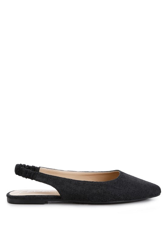 Rag Company black womens casual travel footwear flats with elastic slingback strap