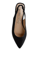 Rag Company black womens casual travel footwear flats with elastic slingback and pointed toe