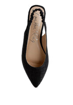 Rag Company black womens casual travel footwear flats with elastic slingback and pointed toe