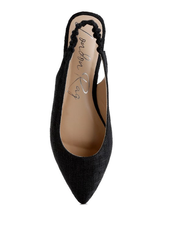 Rag Company black womens casual travel footwear flats with elastic slingback and pointed toe